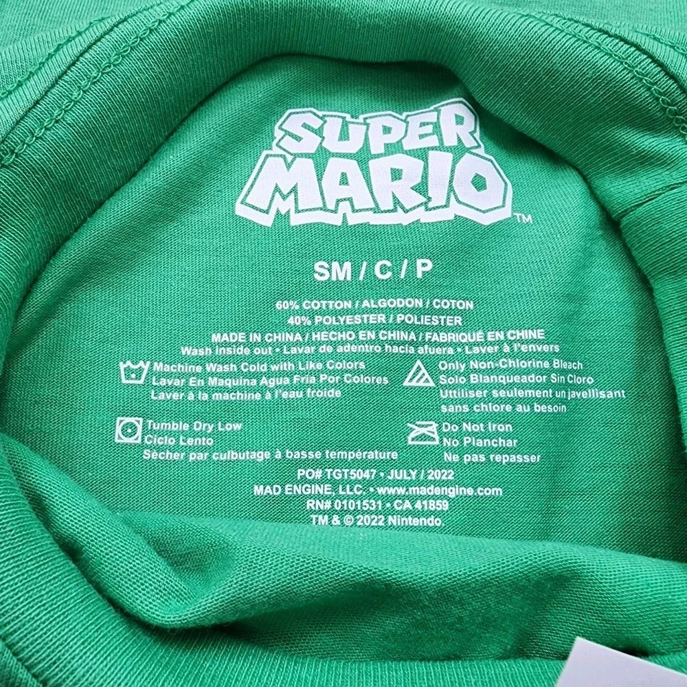 Brand New With Tags Super Mario Yoshi Green Tee Size S Kids